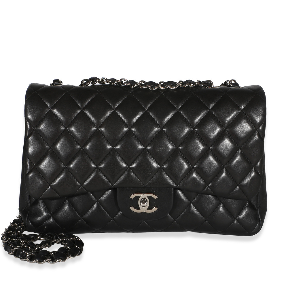 Chanel Black Quilted Lambskin Jumbo Single Flap Bag